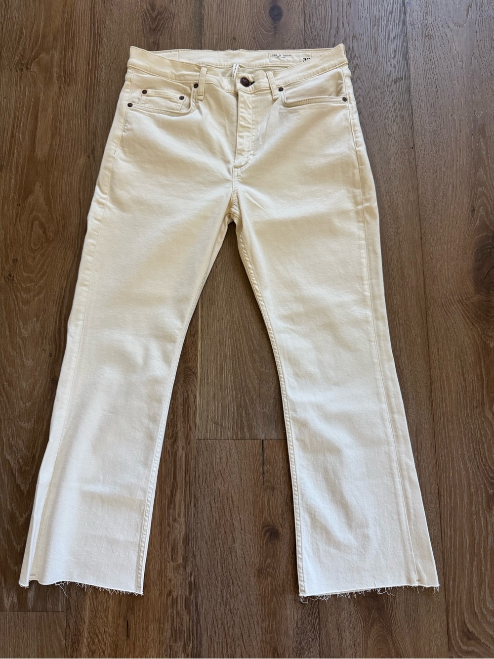 NWT Rag & Bone The Peyton Mid-Rise Ankle Bootcut Jeans Cream White Size 32